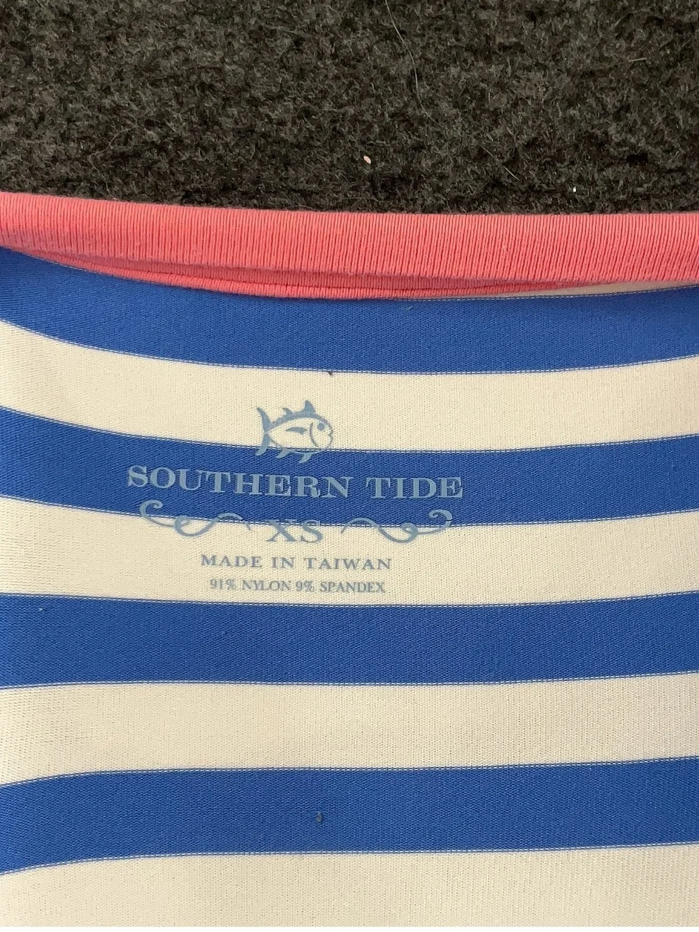 Southern Tide Blue and White Striped Midi Dress with Pink Trim - Picture 3 of 4